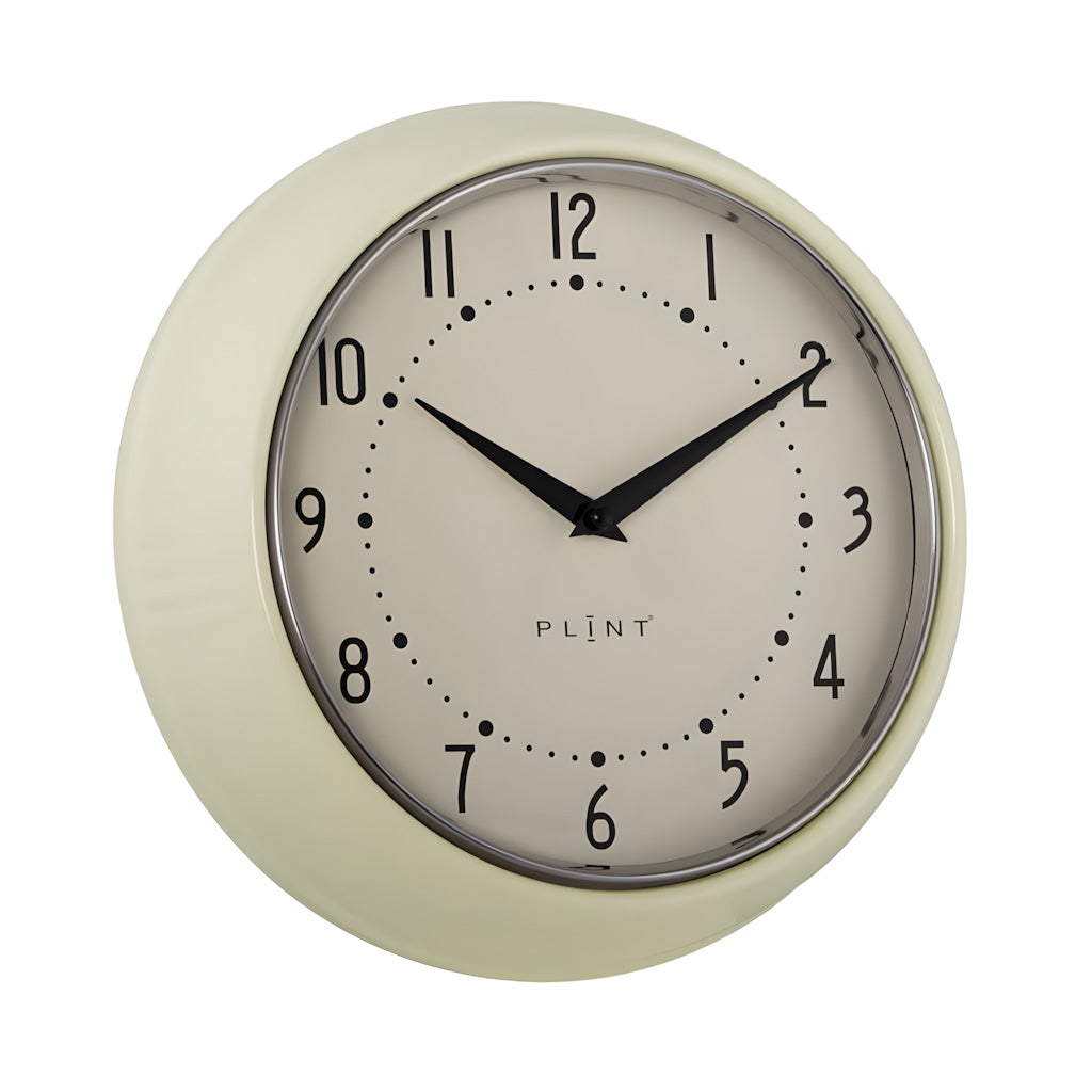 LS-LebenStil Nostalgie Metall Wanduhr Cream 23cm analog lautlos