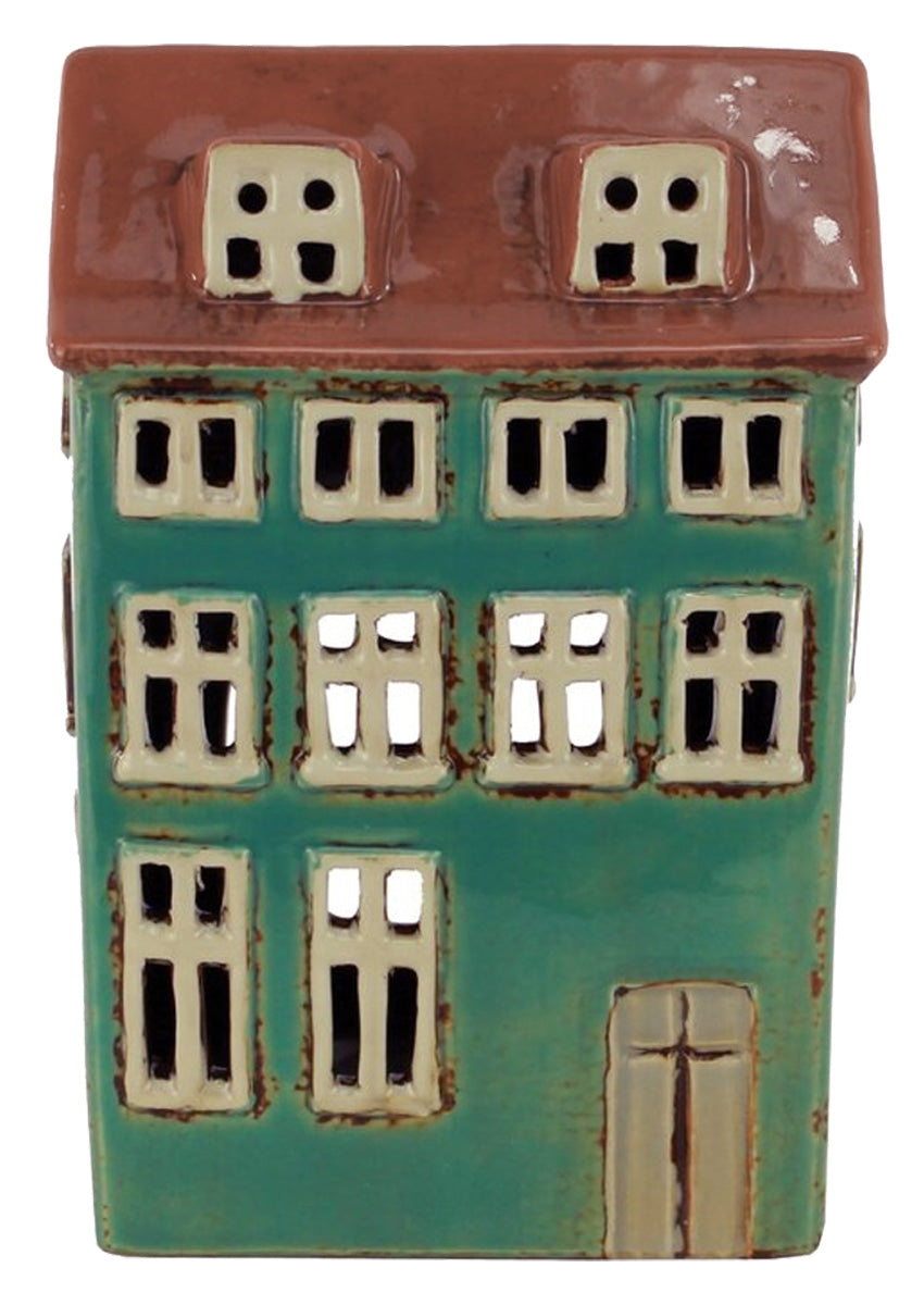 LS-LebenStil Aarhus Teelichthaus Keramik Fachwerk 17cm