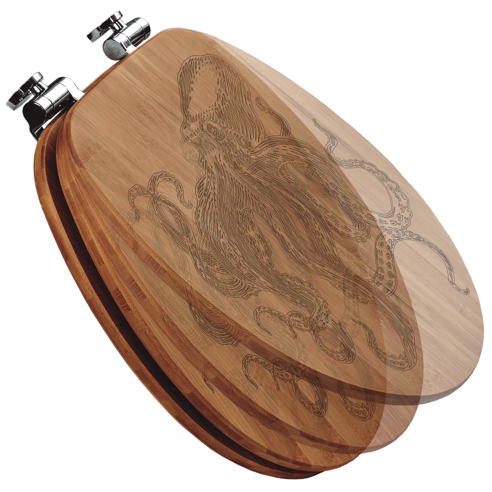 Banjado WC Sitz Oktopus 4 Toilettendeckel Bambus Absenkautomatik