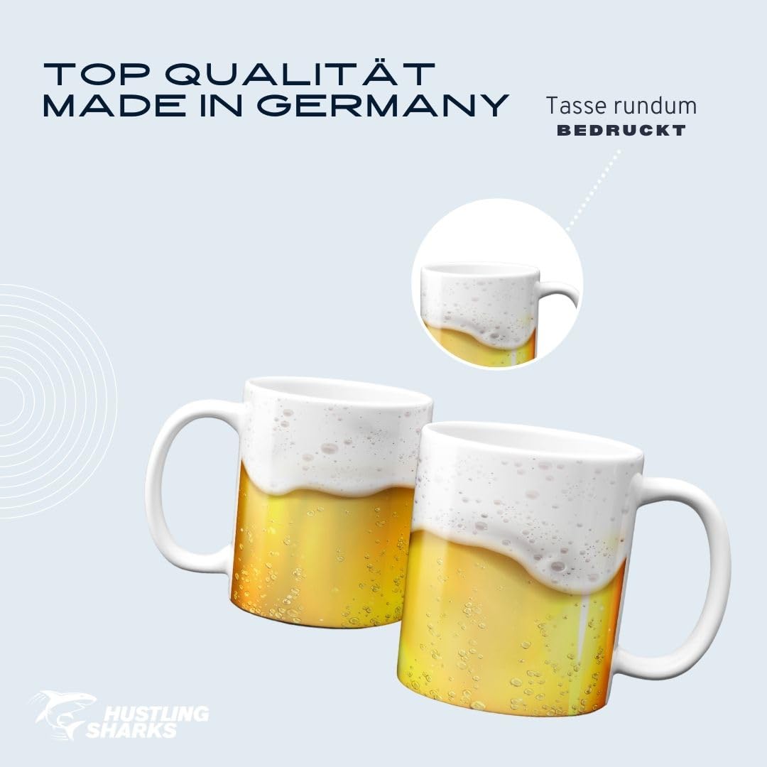Hustling Sharks Männertasse Biermotiv 330ml Keramik Weiß