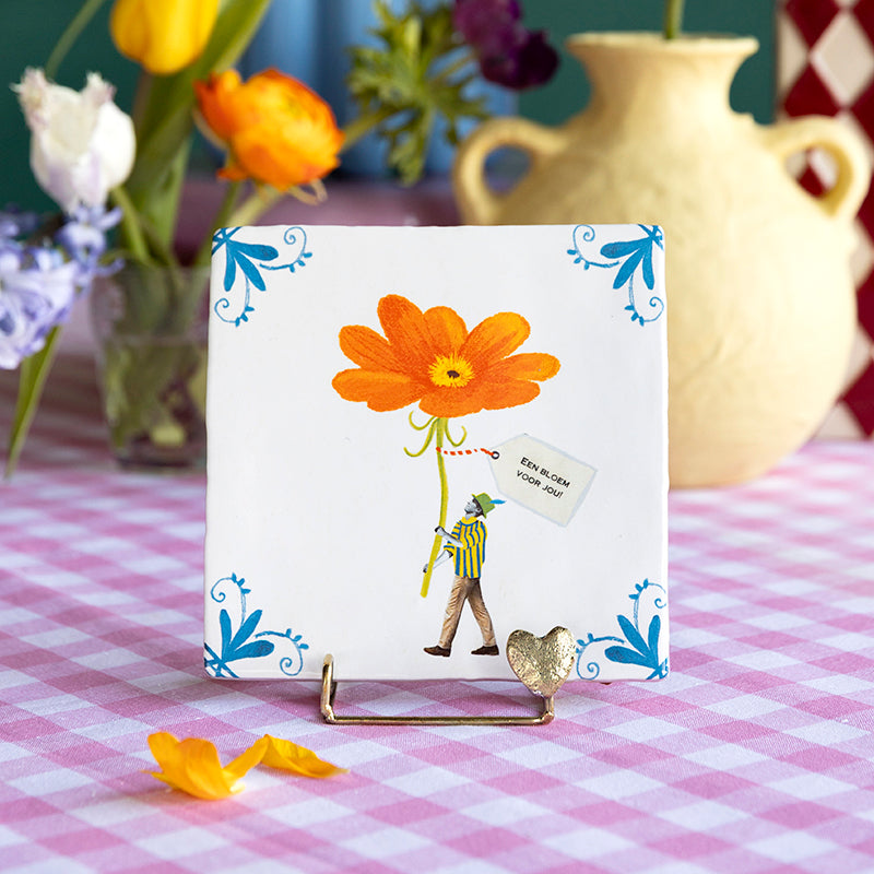 Storytiles Delft Blue Bloom Fliese 10x10 cm Blume Orange