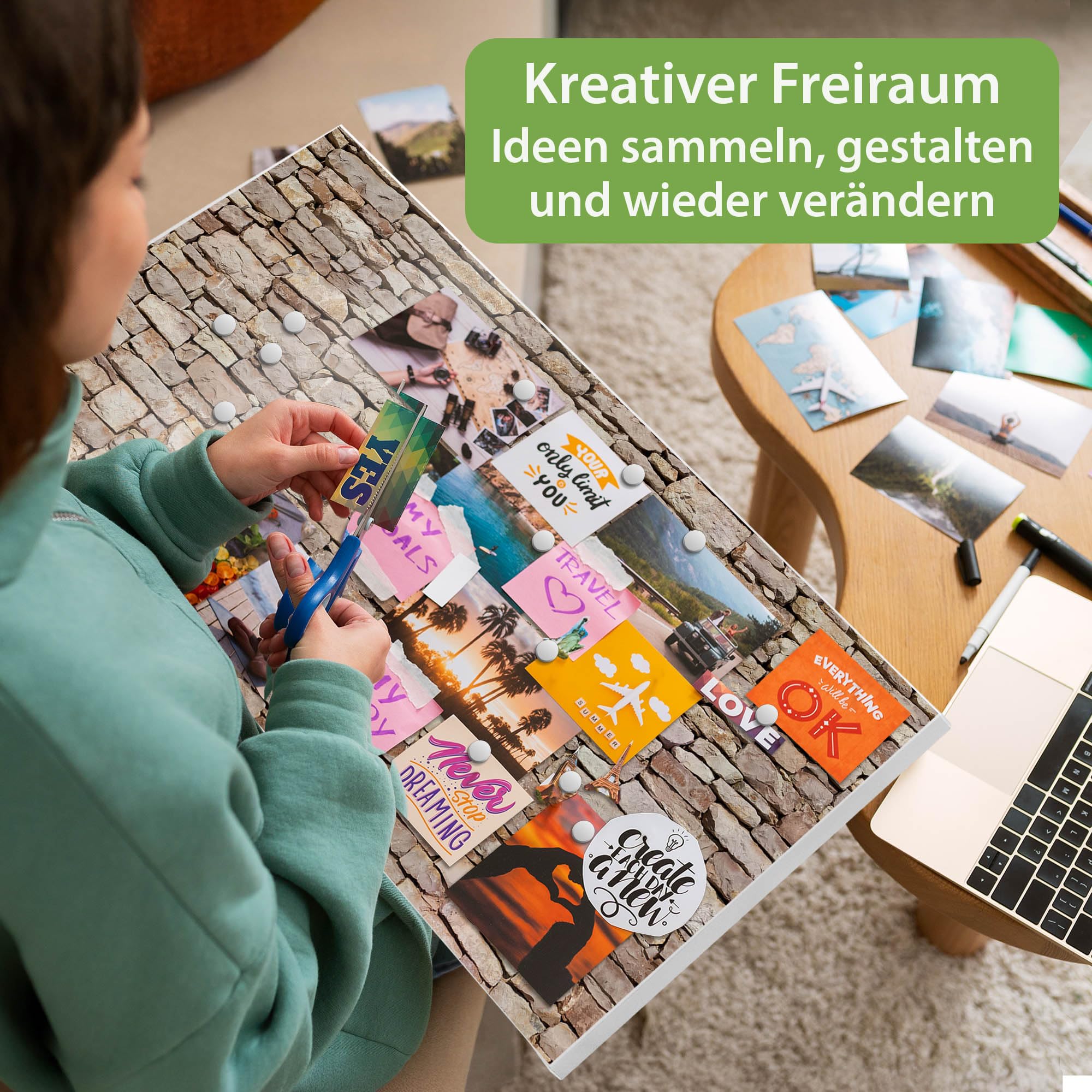 Banjado Magnettafel Stadtmauer 78x37 cm Metall Weiß