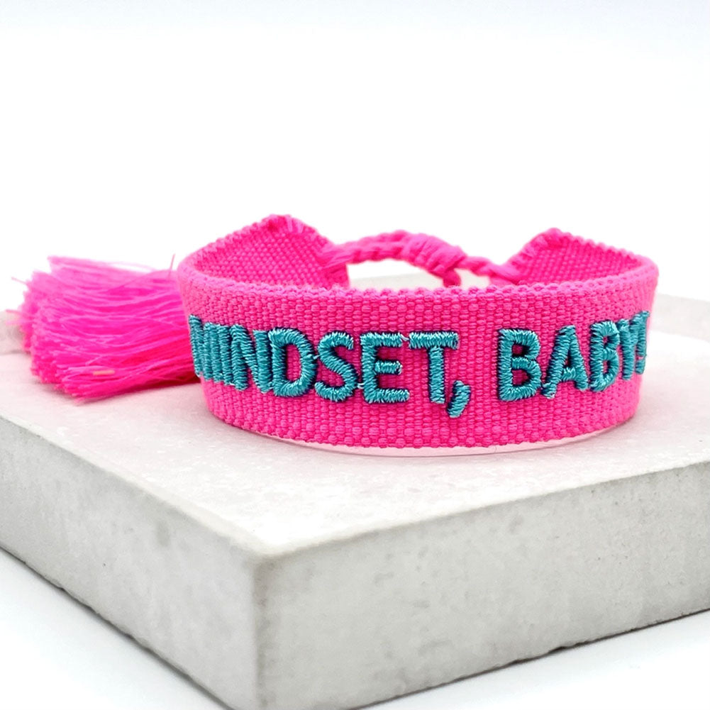 LS-LebenStil Mindset Statement Armband Baby Pink Türkis