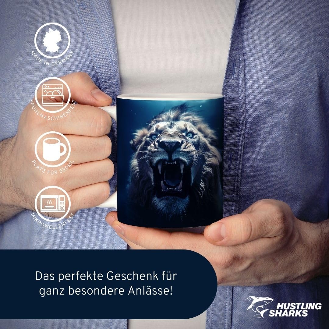 Hustling Sharks Wandbilder Löwe brüllt Tasse 330 ml Keramik Weiß