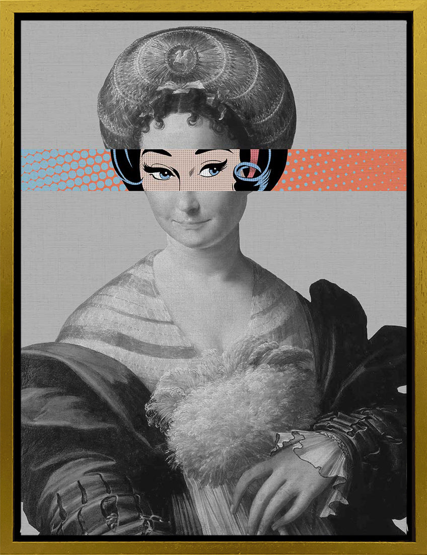 Mineheart Pop Portrait Gentildonna Leinwandbild Aqua Peach 30x41cm