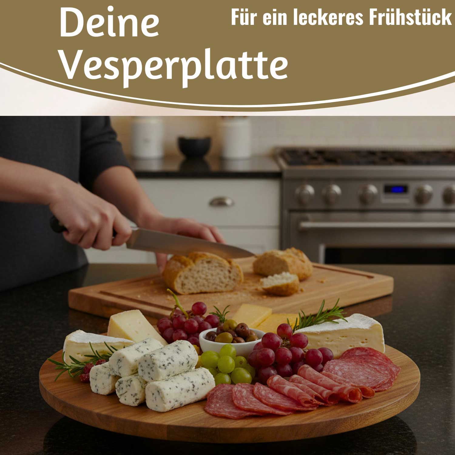 LS-LebenStil Küche & Haushalt Servierplatte Akazie drehbar 37cm