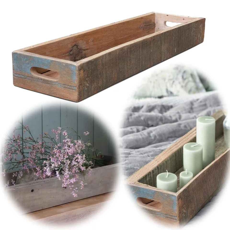 LS-LebenStil Unika XL Serviertablett Fundholz 61x17cm Braun Griffe