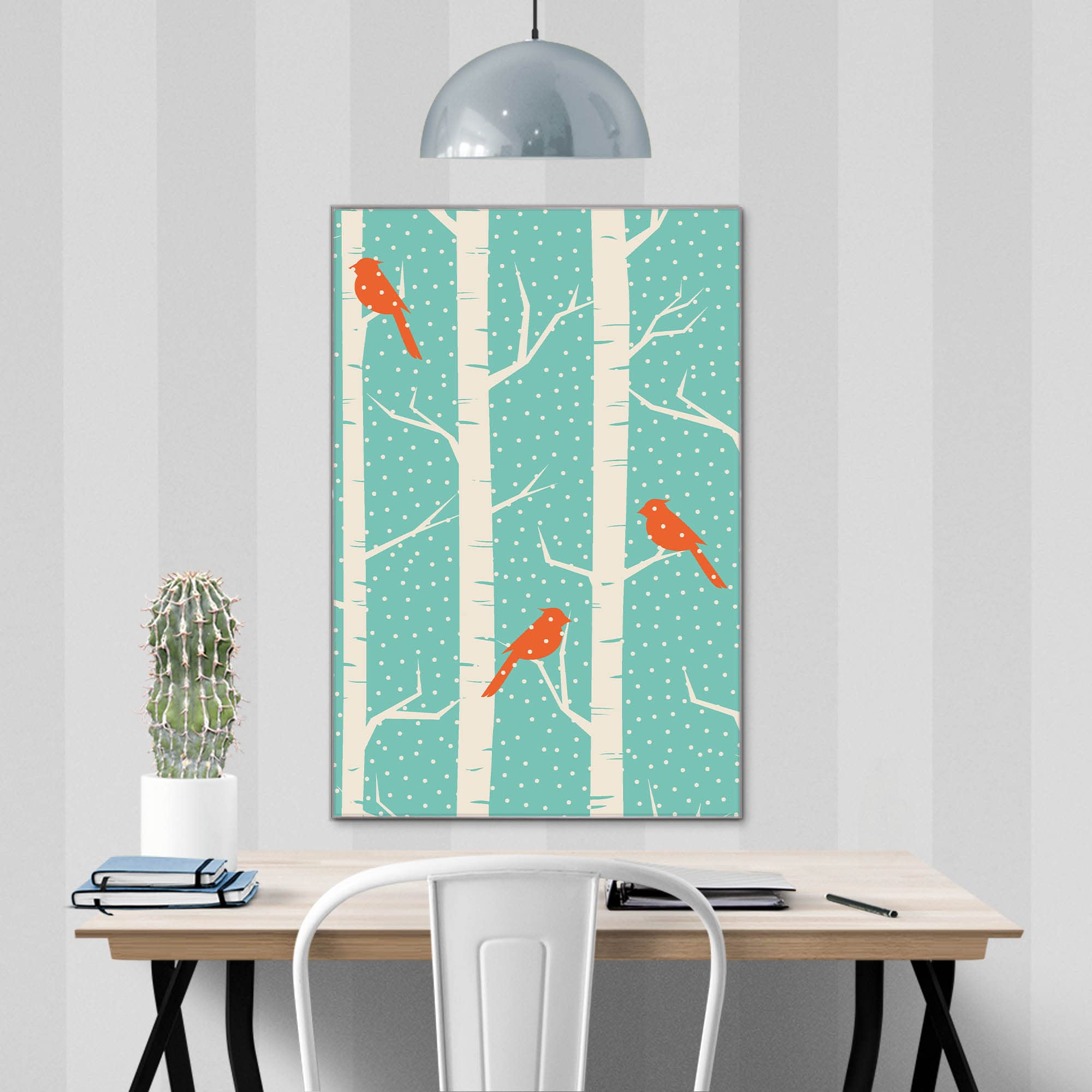 Banjado Magnettafel Wintervögel Magnetboard 60x40 Tiermotiv