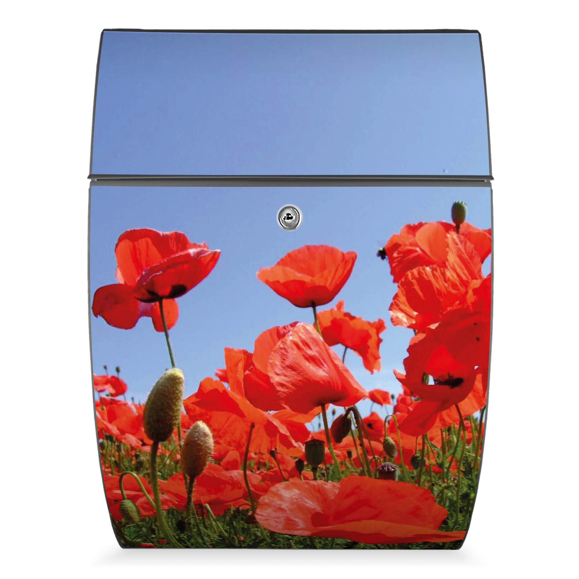 Banjado Briefkasten Riviera Postkasten Anthrazit Mohnblumen