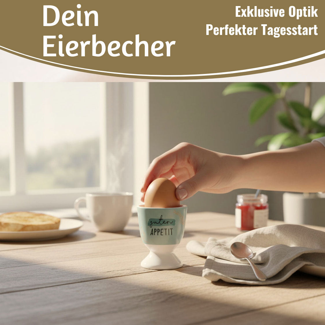 LS-LebenStil Küche & Haushalt Eierbecher Guten Appetit Echt-Gold