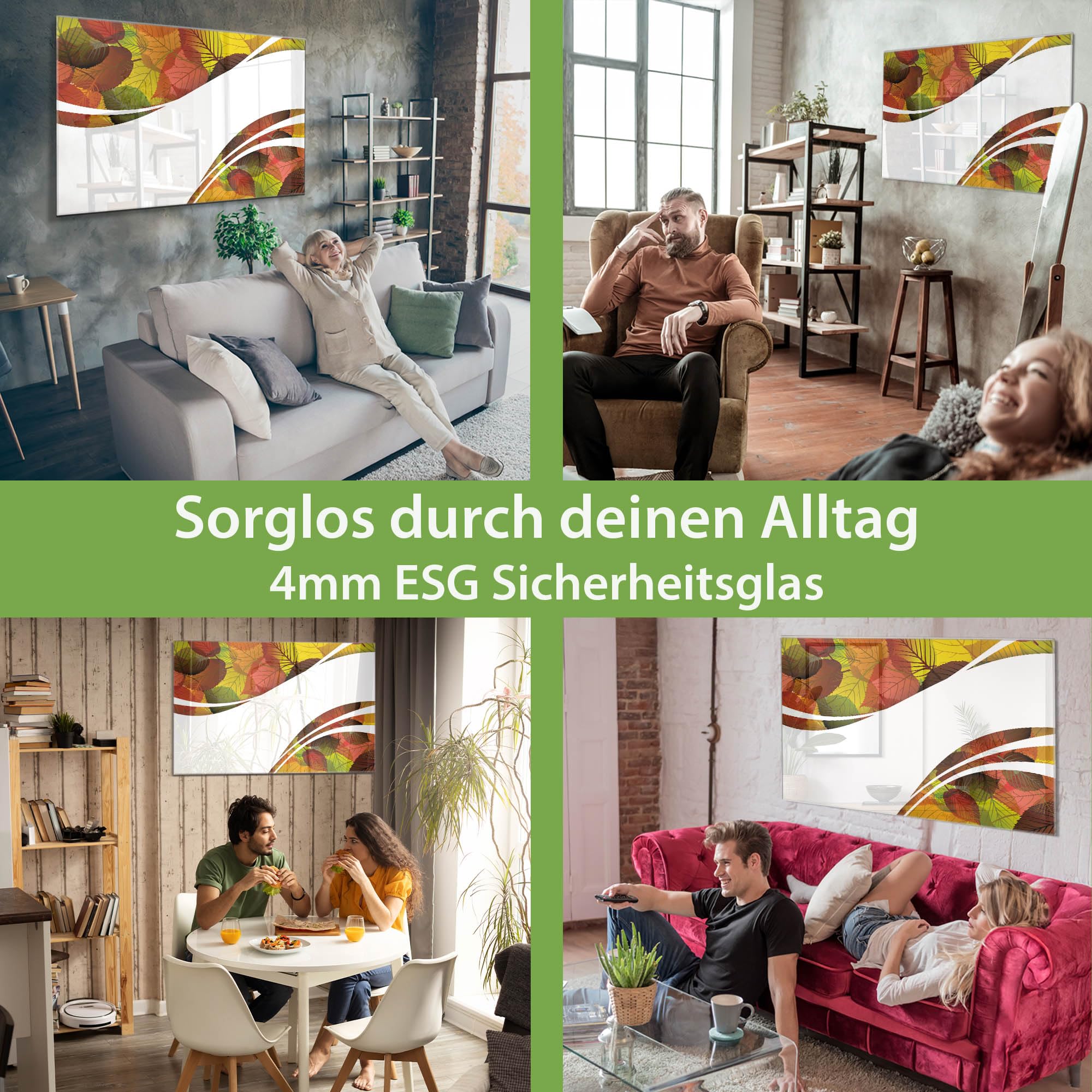 Banjado Magnettafel Herbstlaub Magnettafel 120x80 cm Glas