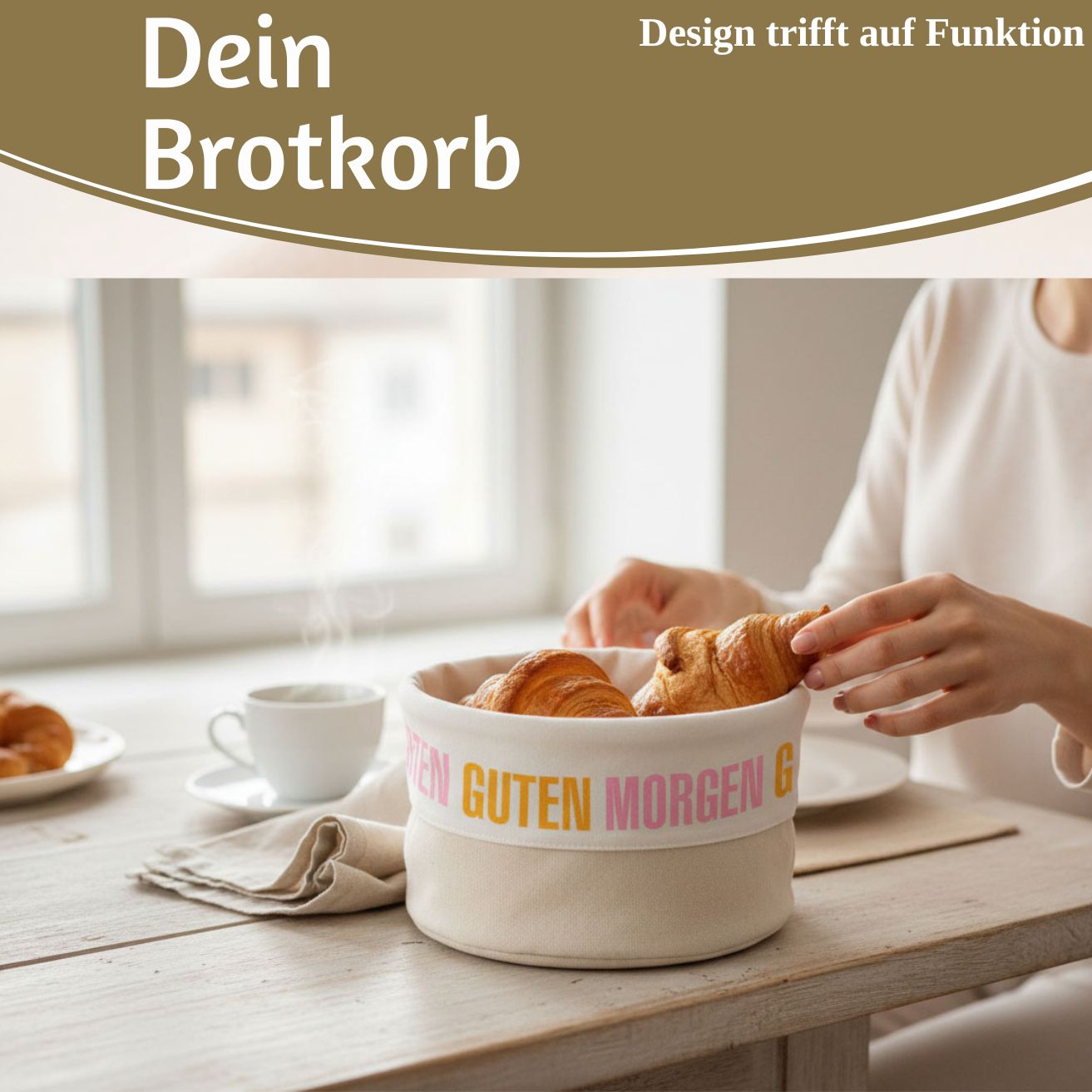 LS-LebenStil Küche & Haushalt Brotkorb Guten Morgen Baumwolle rund