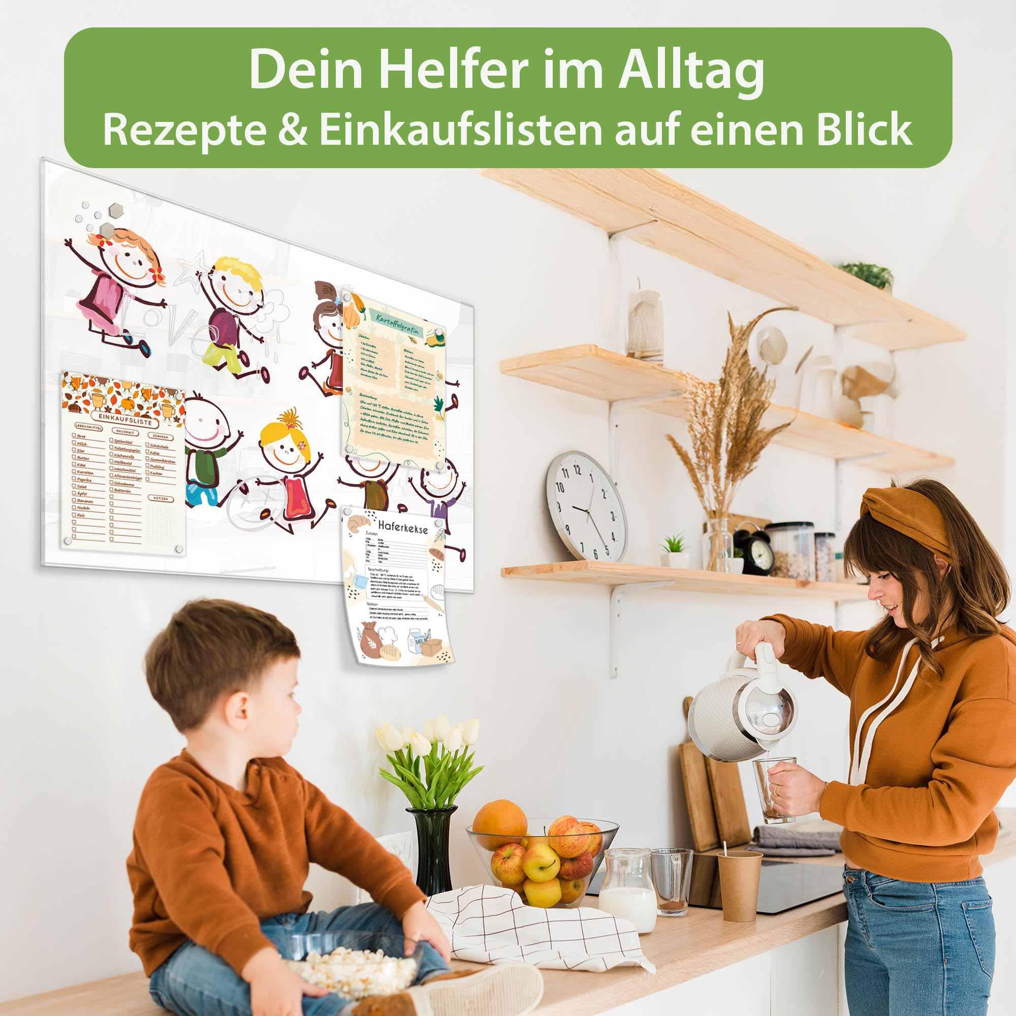 Banjado Magnettafel Happy Kids Glasboard 120x80 cm Kinder