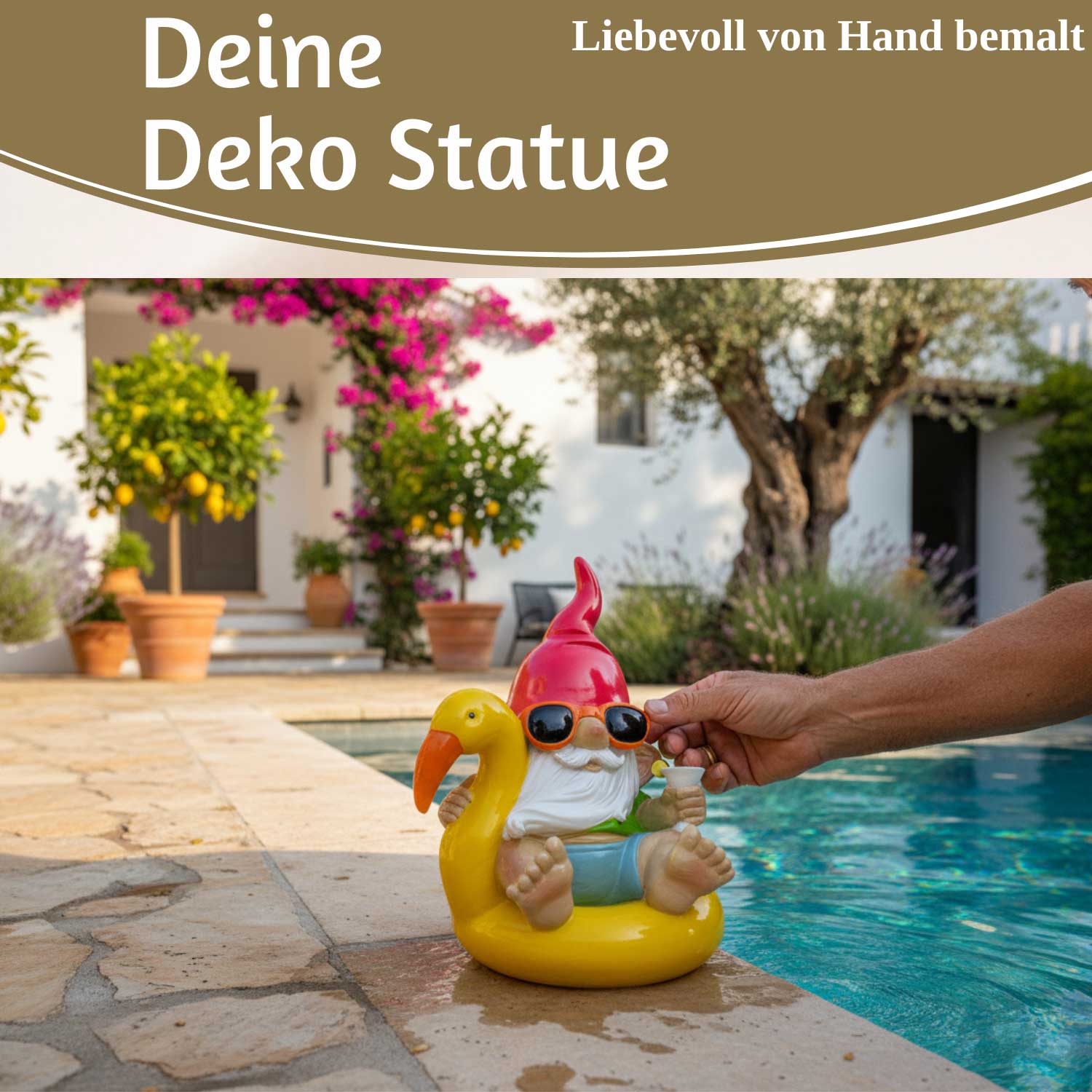 LS-LebenStil Gartenzwerg Gelb Sitzend Dekofigur 17cm