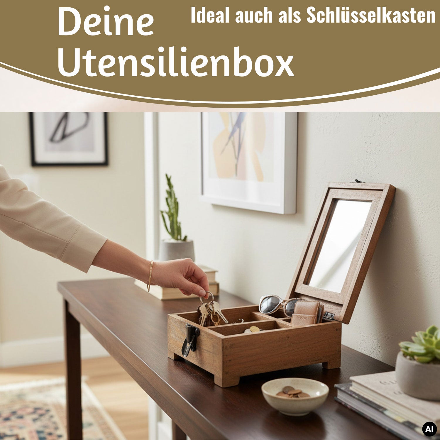 LS-LebenStil Barber Utensilienbox Teak 22cm Schmuckschatulle