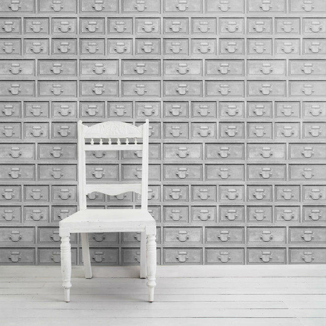 Mineheart Almost White Industrial Drawers Tapete weiß