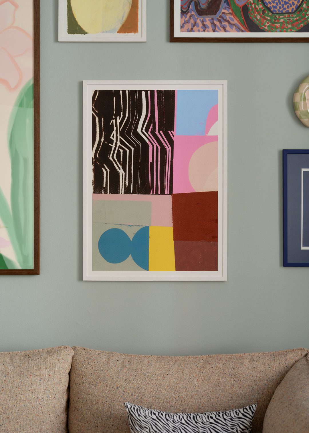 The Poster Club Penhall Kunstdruck A4 schwarz rosa hellblau