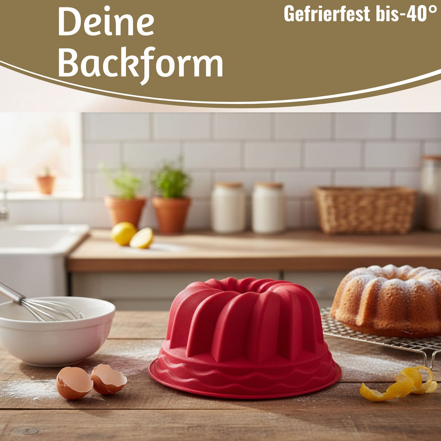 LS-LebenStil Gugelhupf Backform Silikon 24cm 2er Set rund