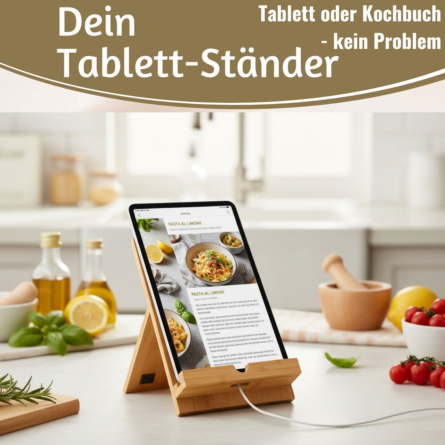 LS-LebenStil Kochbuchhalter Bambus 23x18cm braun klappbar