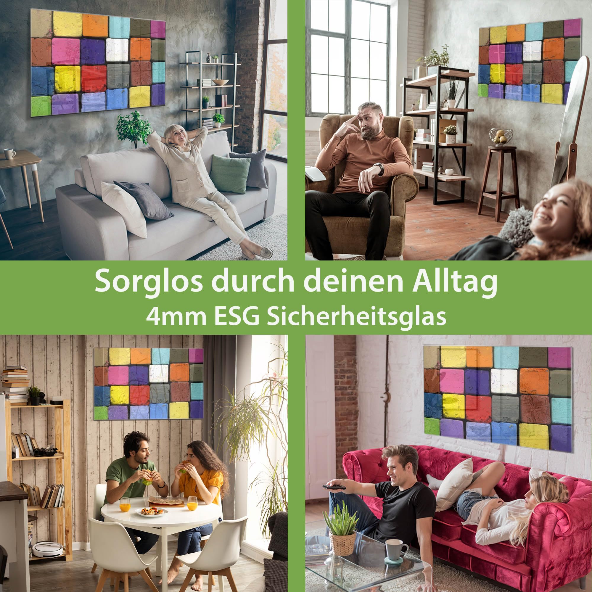 Banjado Magnettafel Bunte Kreide Glas 120x80 cm magnetisch