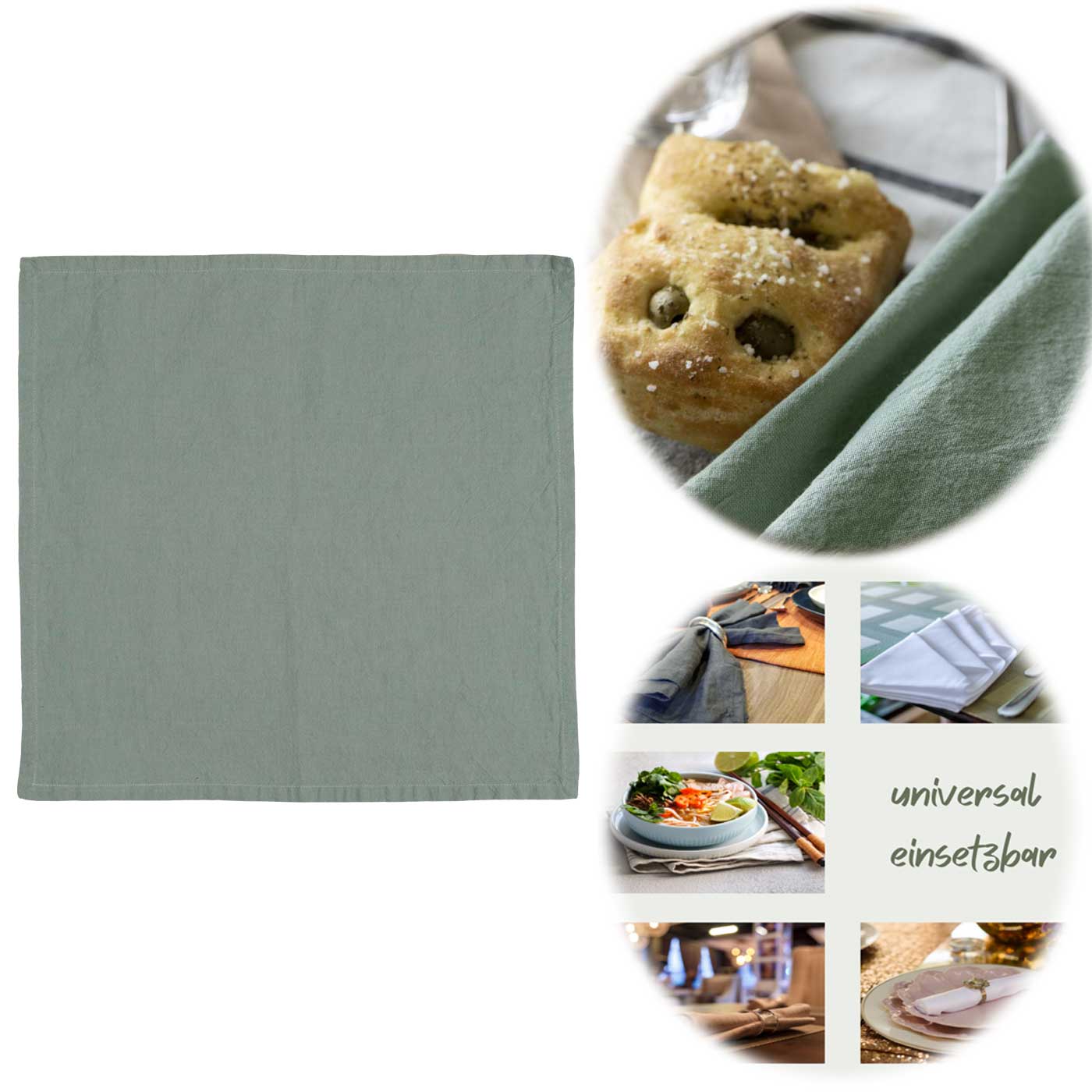 IB Laursen Freja Stoffserviette Mint 45x45cm Leinen