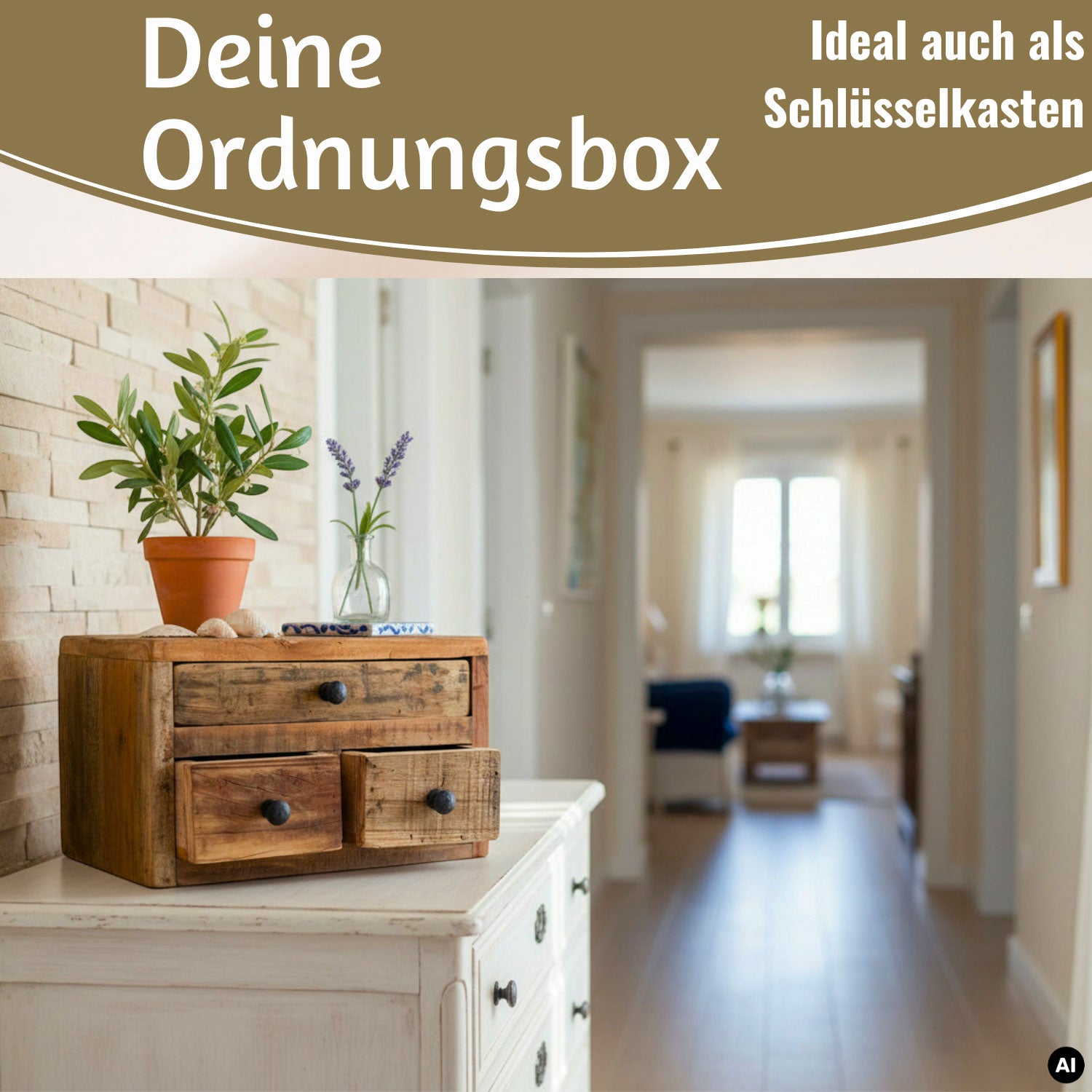LS-LebenStil Möbel & Wohnen Aufbewahrungsbox Dehli Holz 30cm braun
