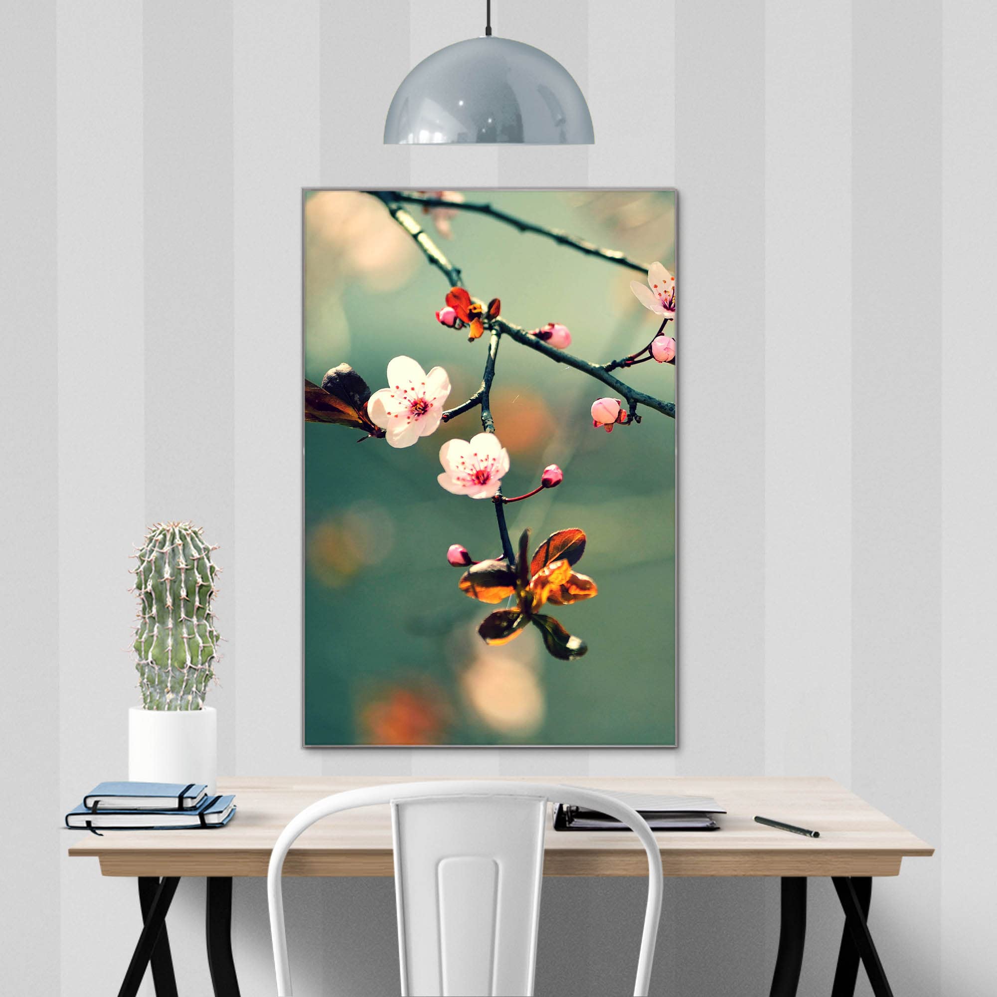 Banjado Magnettafel Japankirsche Glasboard 40x60 cm Blumenmotiv