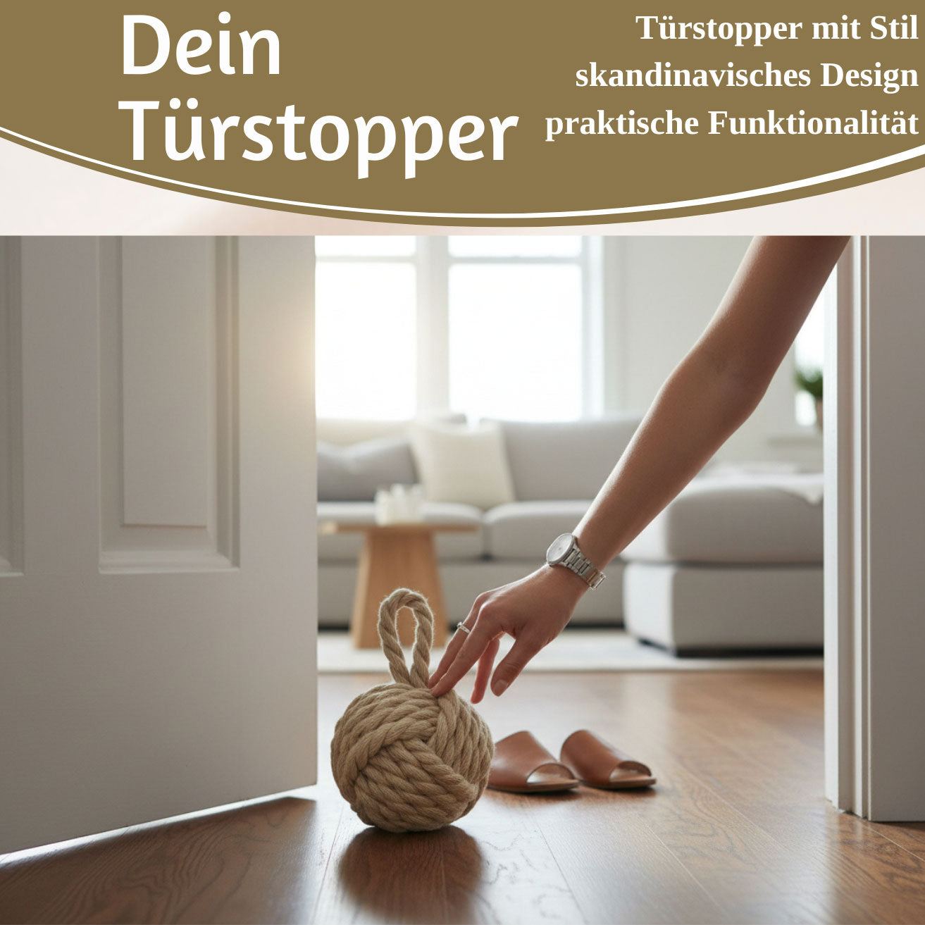 LS-LebenStil Malmö Türstopper Jute beige-braun 23cm 1,3kg