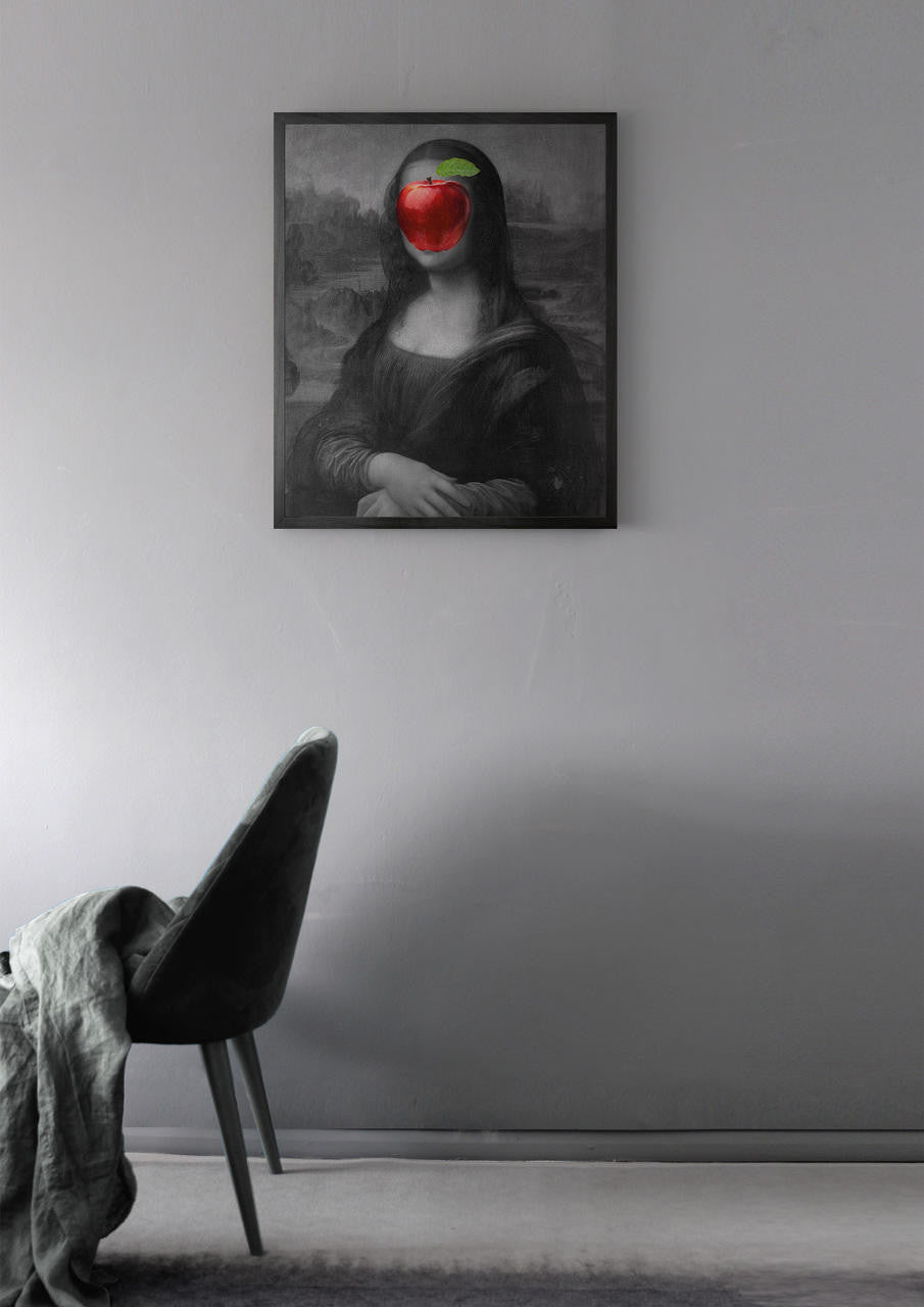 Mineheart Mona Lisa Apple Leinwandbild Rot 60x81cm Rahmen