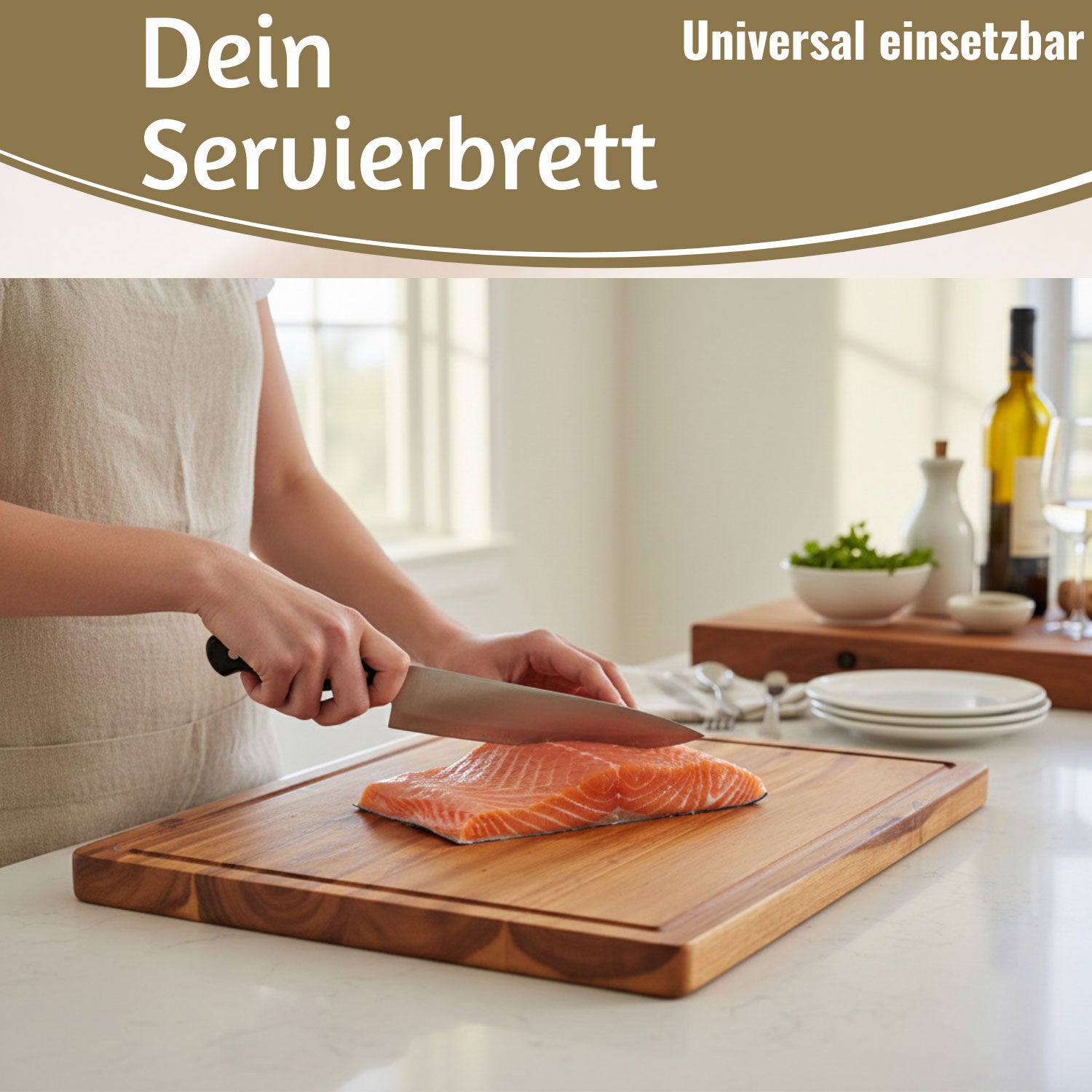 LS-LebenStil Küche & Haushalt Profi Schneidebrett Akazie 47x36cm