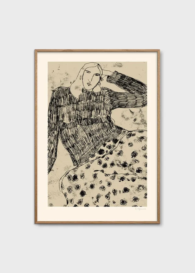 The Poster Club Art Prints Leaning Woman Poster A4 beige