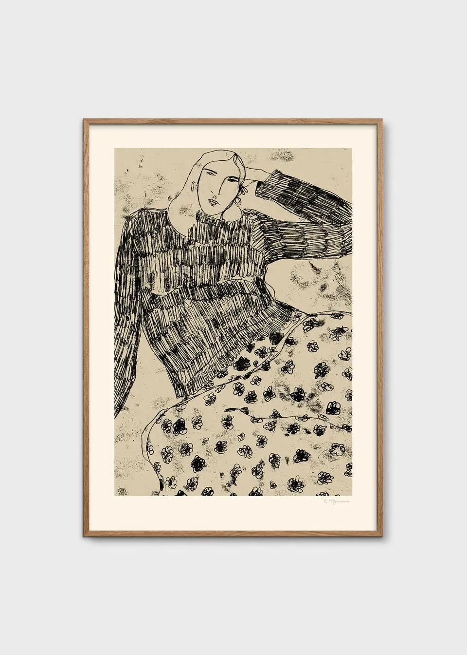 The Poster Club Art Prints Leaning Woman Poster A4 beige