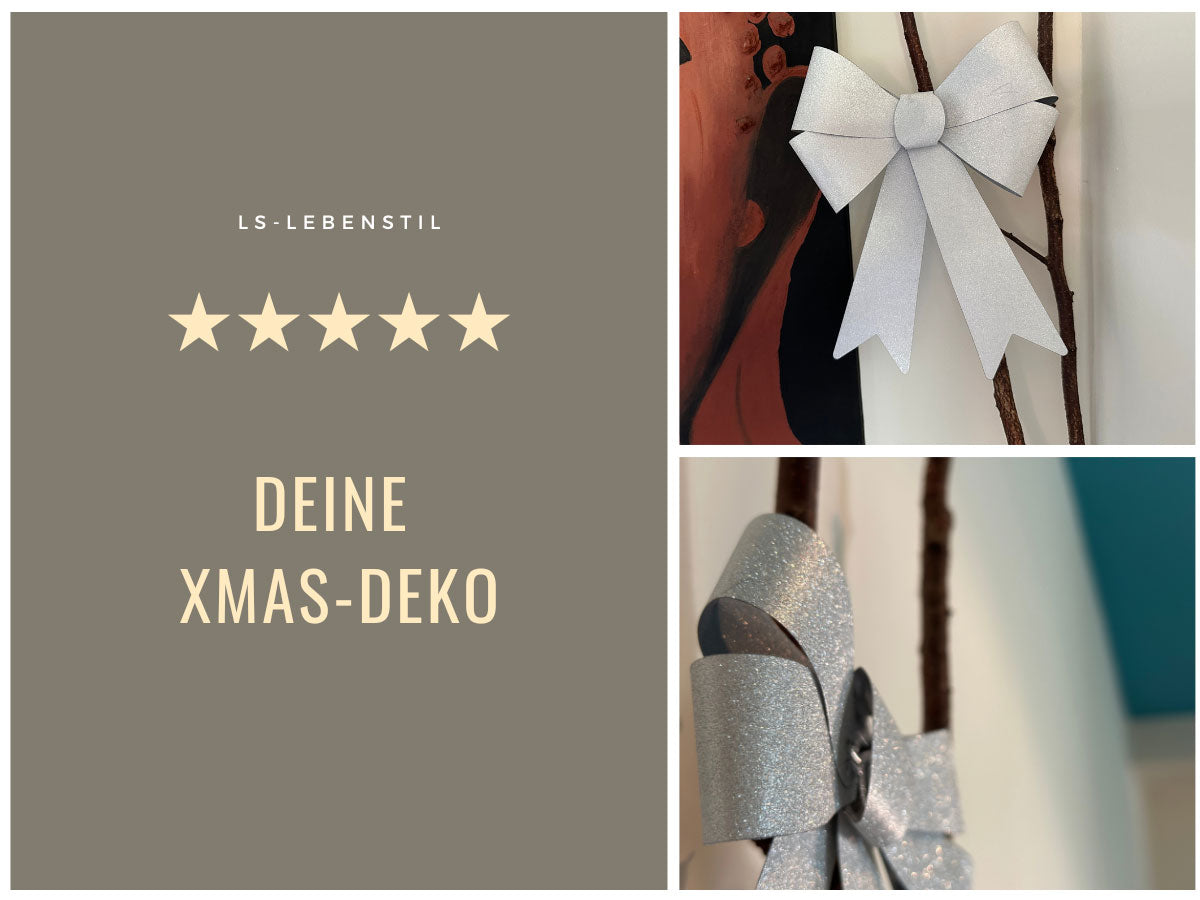 LS-LebenStil Weihnachtsschleife XXL Silber 29cm 2er Set