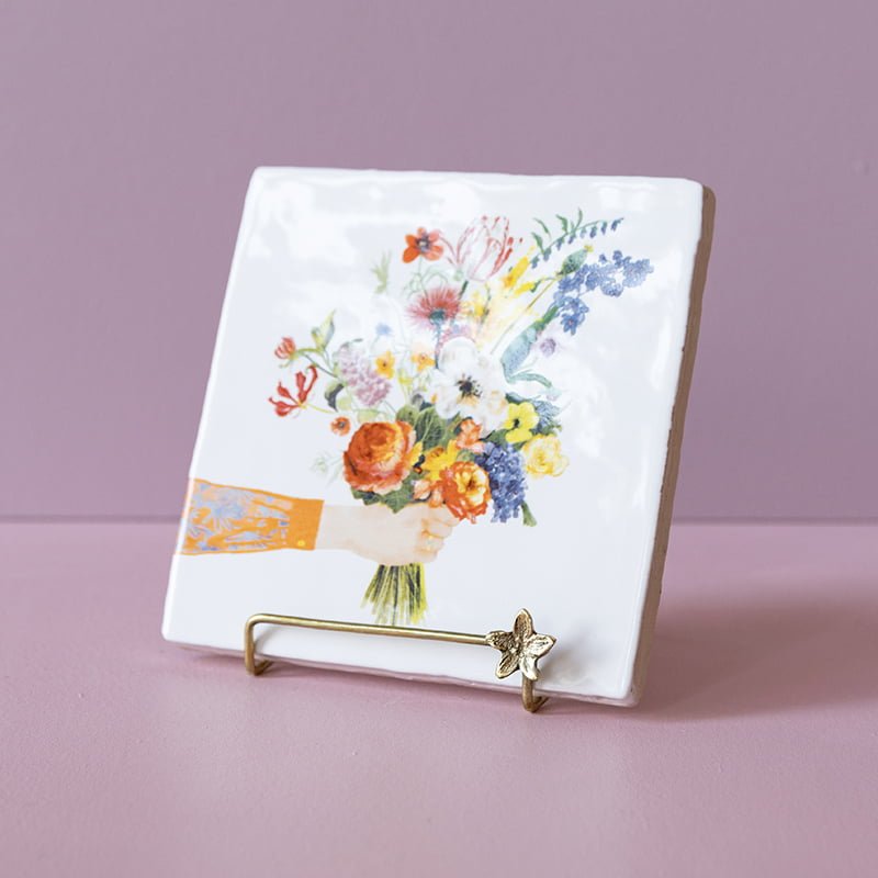 Storytiles Tile Holders Golden Stand Flower Fliesenhalter gold