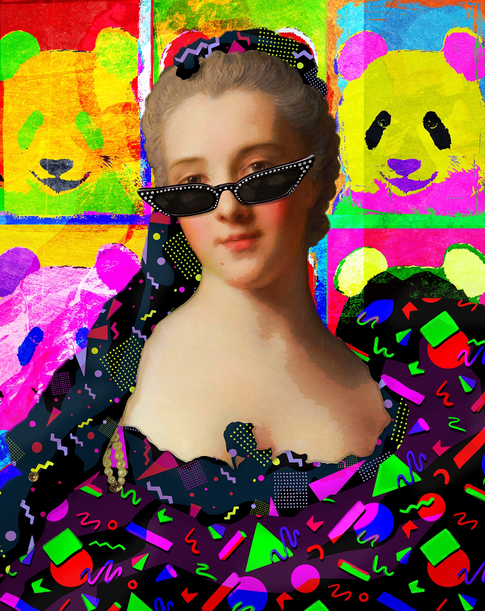 Mineheart Pop Panda and Sunglasses Lady Poster 30x41cm