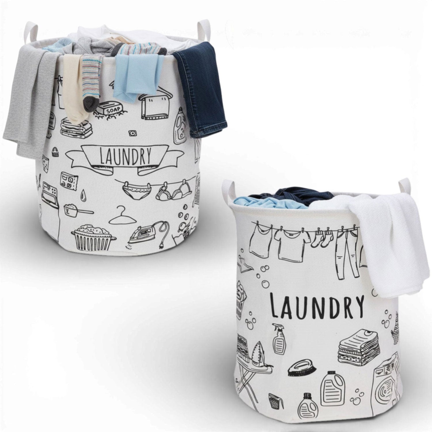 LS-LebenStil Laundry Wäschesack Canvas 62L creme 50cm faltbar