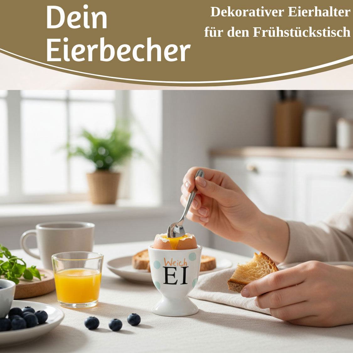 LS-LebenStil Küche & Haushalt Eierbecher Echt-Gold Weich-Ei Porzellan