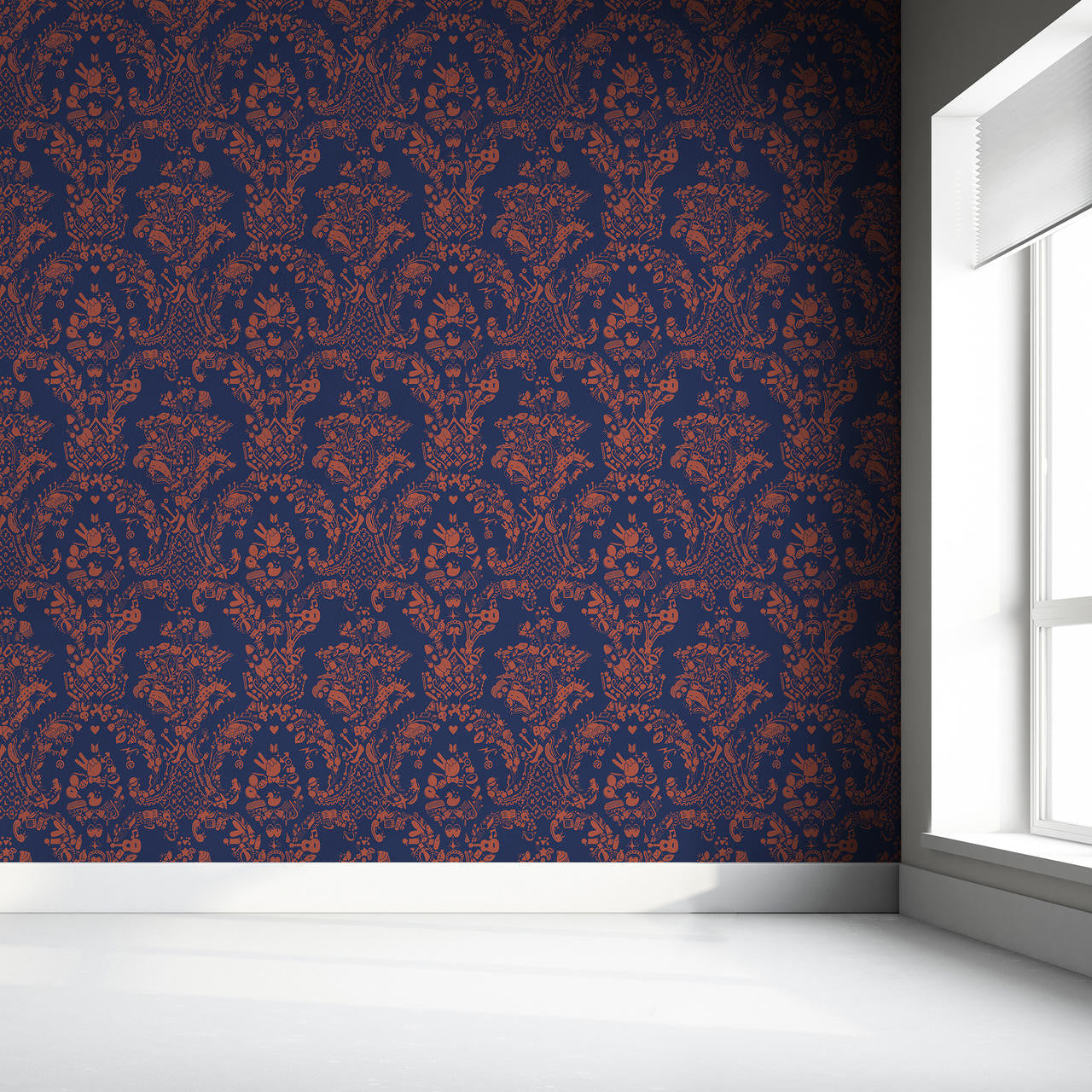 Mineheart New World Damask Tapete Lila Orange