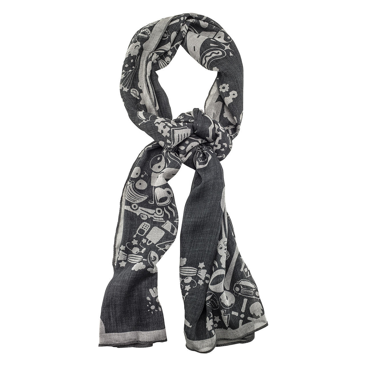 Mineheart New World Damask Schal Grau 70x170 cm Seide Modal