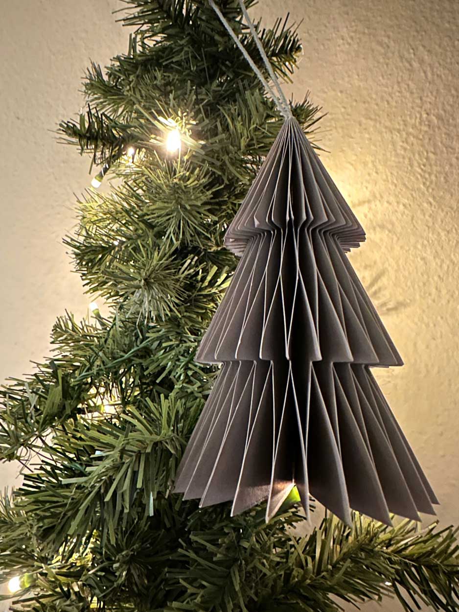 LS-LebenStil Papier Tannenbaum 2er Set grau braun 15cm