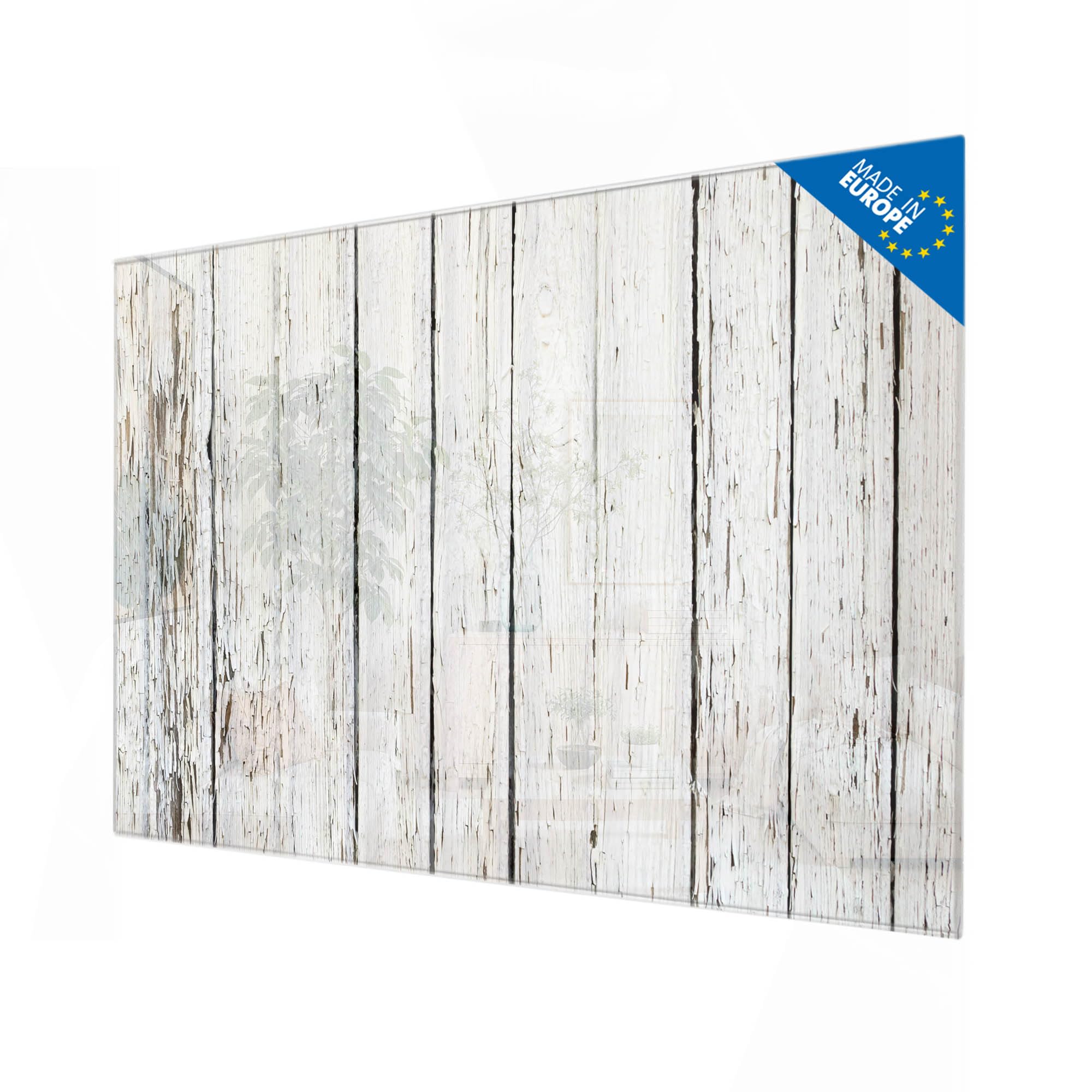 Banjado Magnettafel Weißer Bretterzaun Holz Magnetboard 120x80