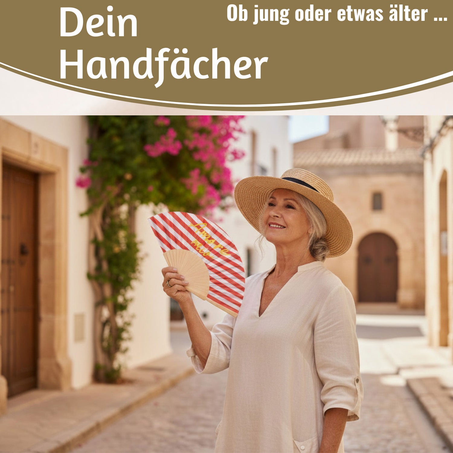 LS-LebenStil Amore Mio Handfächer rot weiß gelb Holz Stoff