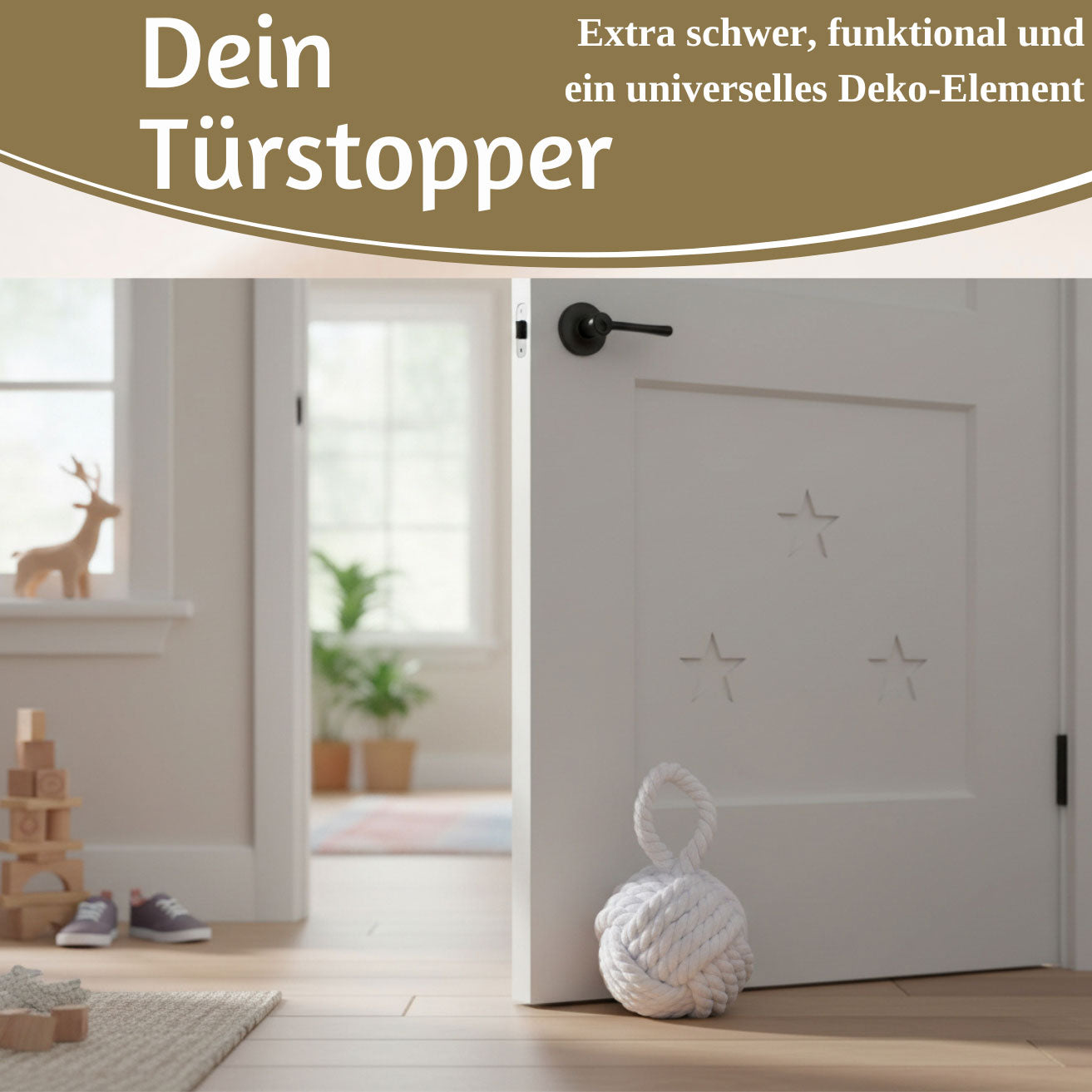 LS-LebenStil Türstopper Malmö Jute Weiß 23cm 1,3kg