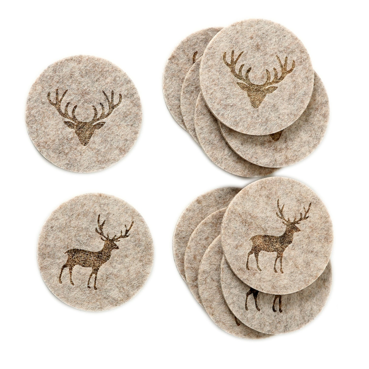 LS-LebenStil Küche & Haushalt Filz Glasuntersetzer Hirsch Braun 10cm 6er