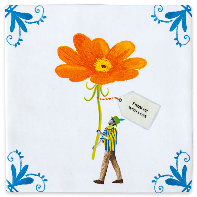 Storytiles Delft Blue Bloom Fliese 10x10 cm Blume Orange