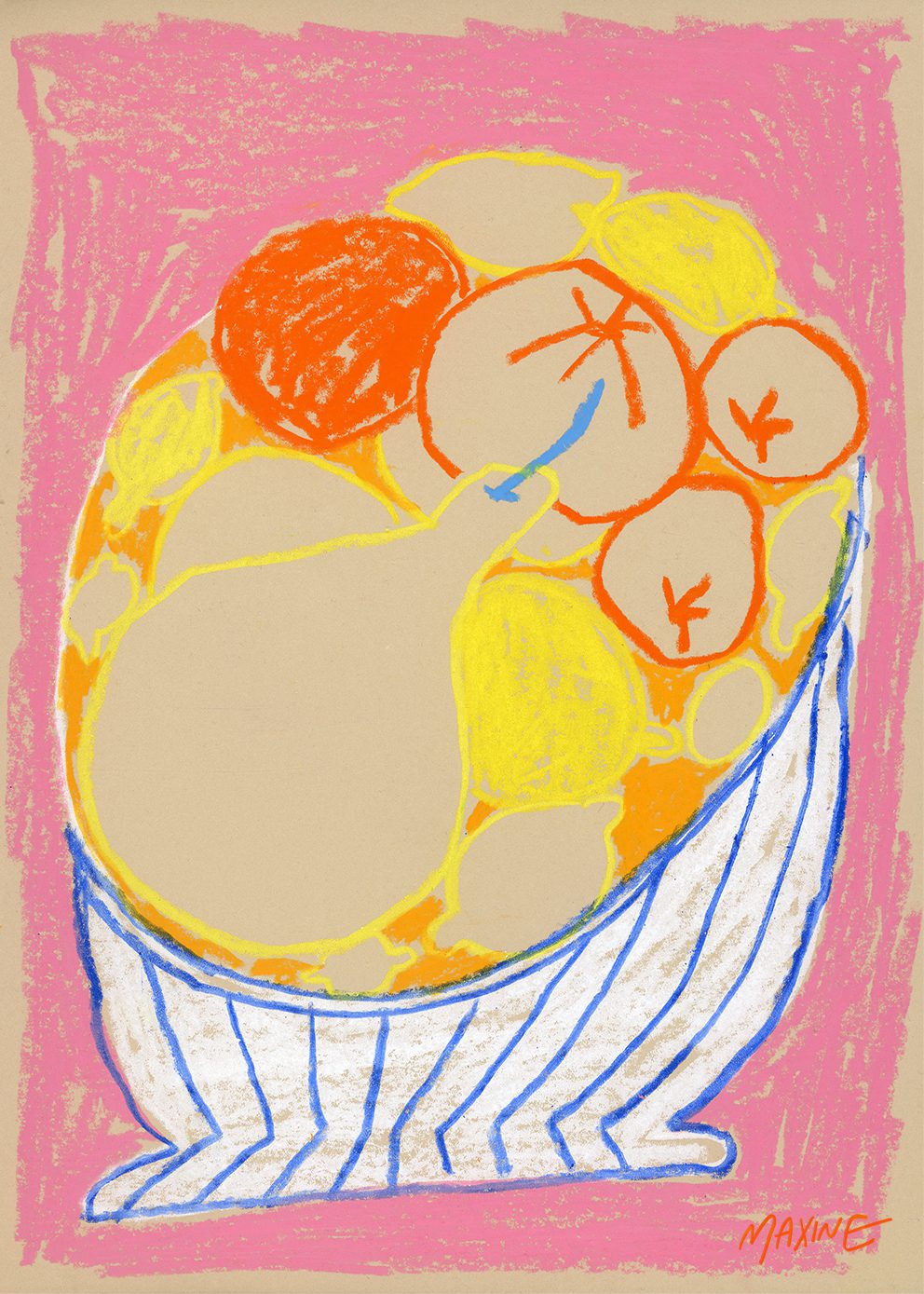The Poster Club Fruit Bowl Kunstdruck 30x40 rosa Küche