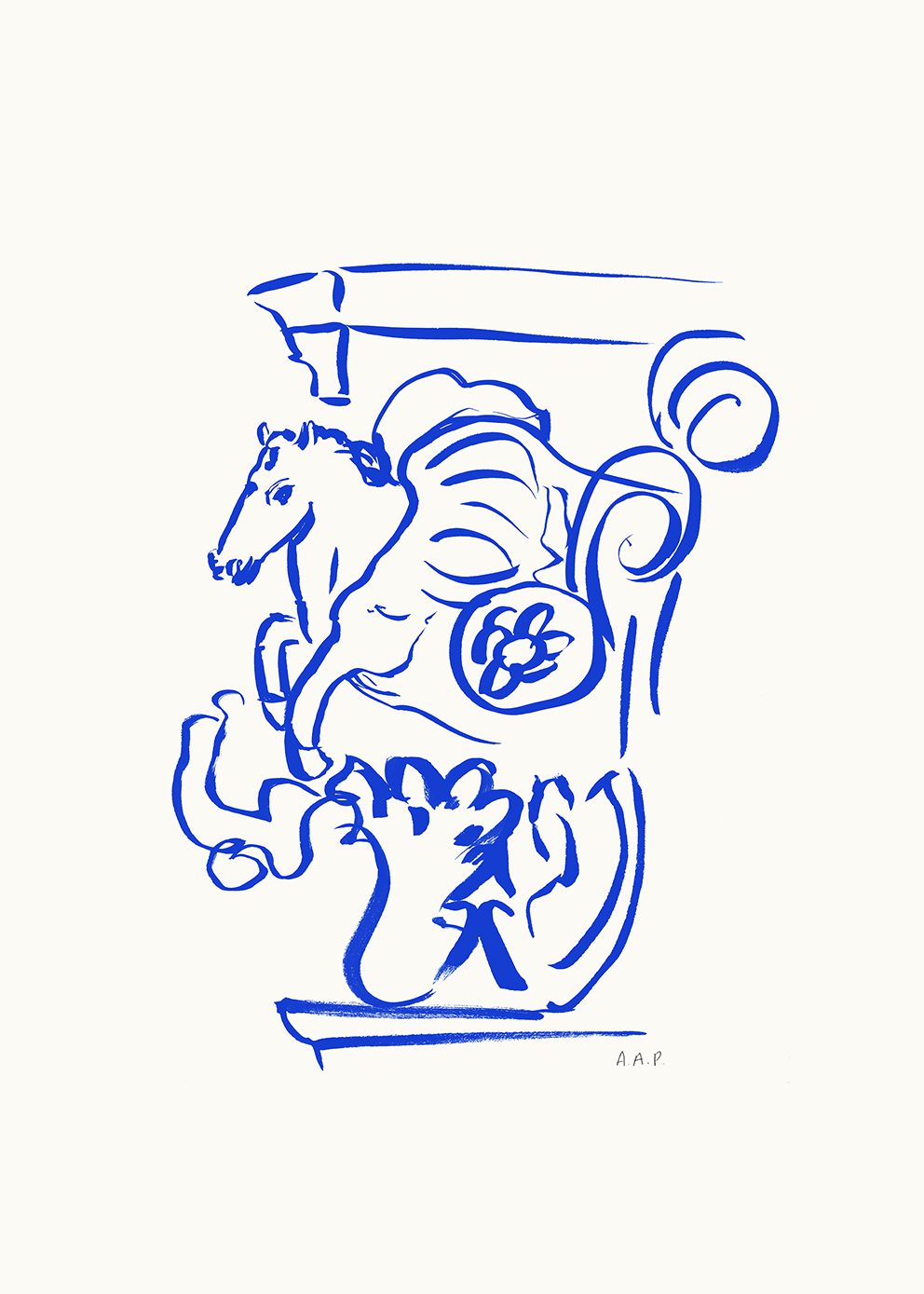 The Poster Club Pegasus Poster 30x40 cm Line Art blau