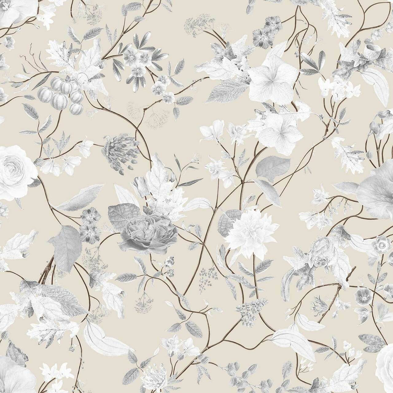 Mineheart Meadow Flower Tapete Blume taupe 52cm Vlies