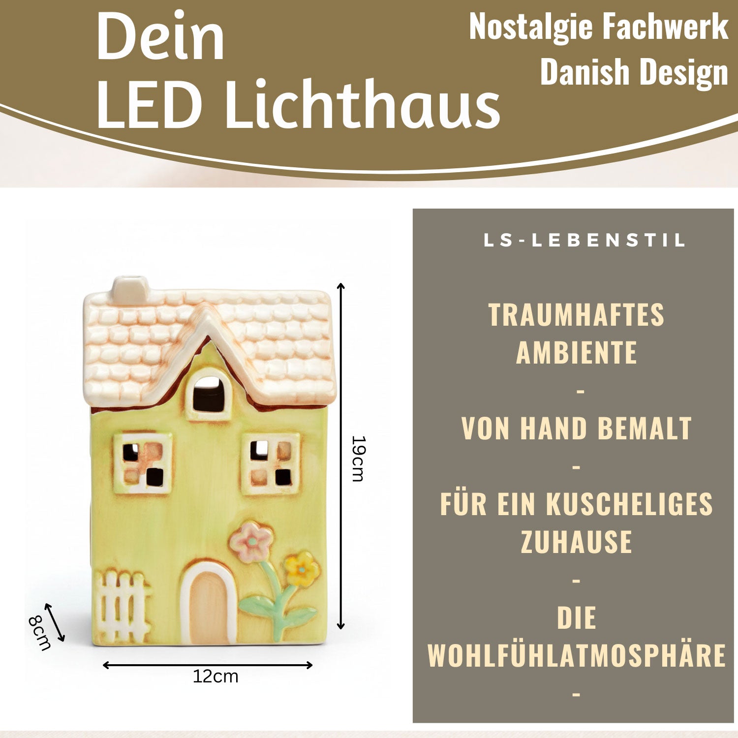 LS-LebenStil Nyhavn Lichthaus Keramik grün 19 cm
