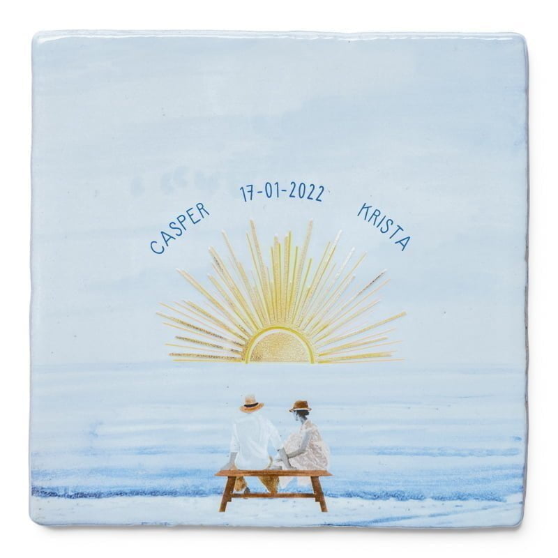 StoryTiles Delft Blue Samen de zon zien zakken Fliese 10x10 cm Gold